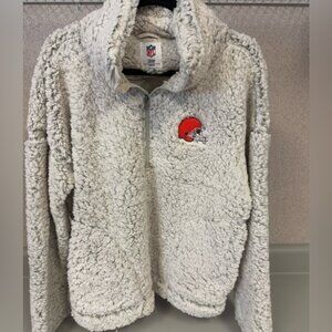 NFL Women's Size Large Cleveland Browns Sherpa Quarter-Zip Pullover Jacket‎ Nwt